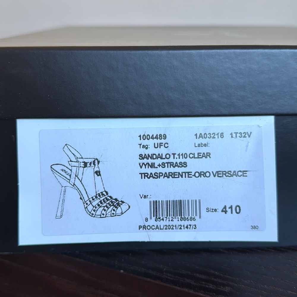 VERSACE transparent and gold rhinestone studded sandals. Size 41 - Picture 7 of 7